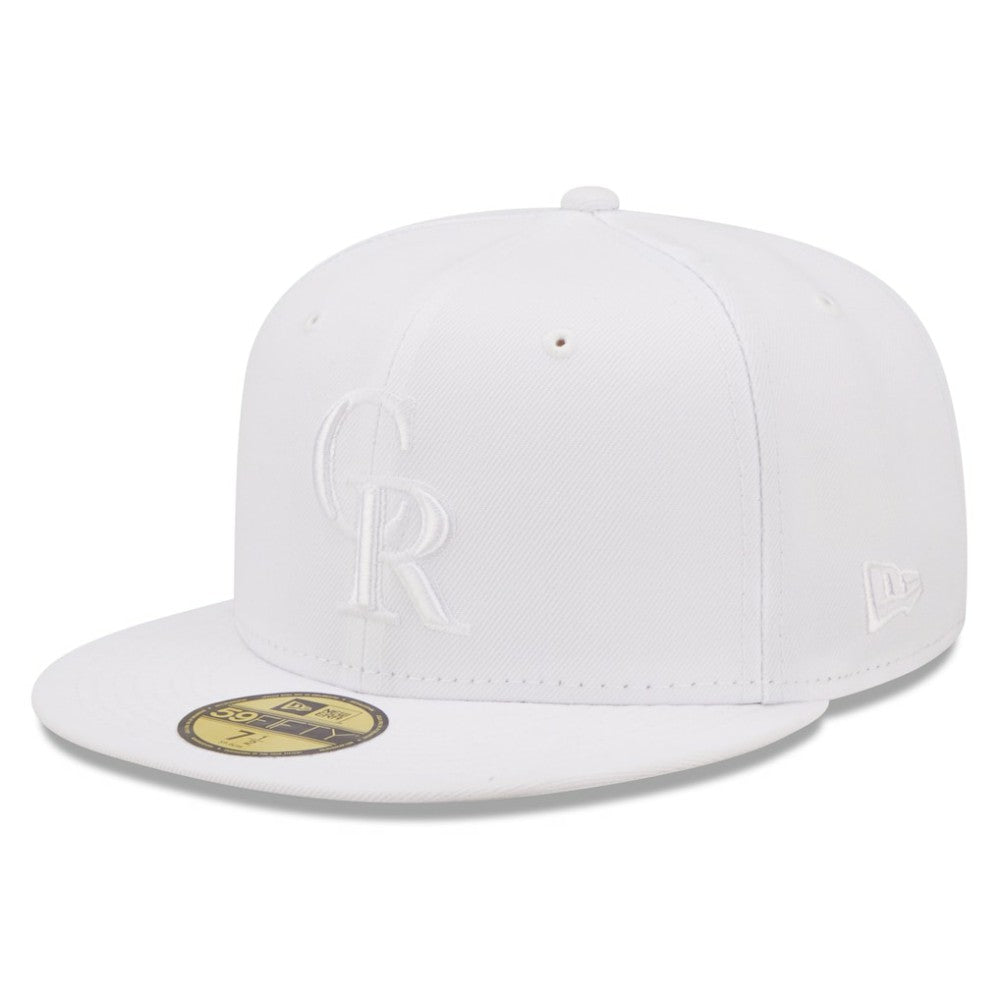 MLB Colorado Rockies New Era White on White 59FIFTY Fitted Hat