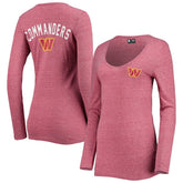 Women's Scoop Neck Tri-Blend Long Sleeve T-Shirt - Washington Commanders