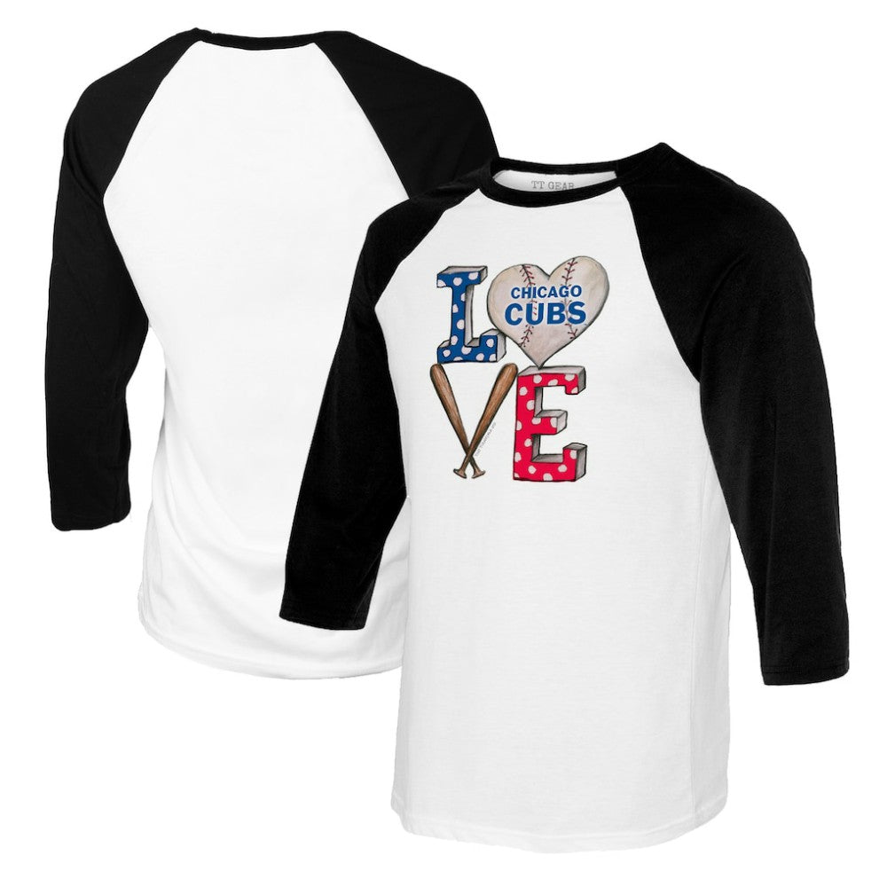 MLB Chicago Cubs Tiny Turnip Women's Baseball Love Raglan 3/4-Sleeve T-Shirt