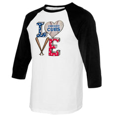 MLB Chicago Cubs Tiny Turnip Women's Baseball Love Raglan 3/4-Sleeve T-Shirt