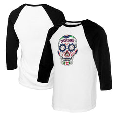 MLB Cleveland Guardians Tiny Turnip Women's Sugar Skull 3/4-Sleeve Raglan T-Shirt