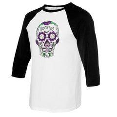 MLB Colorado Rockies Tiny Turnip Women's Sugar Skull 3/4-Sleeve Raglan T-Shirt