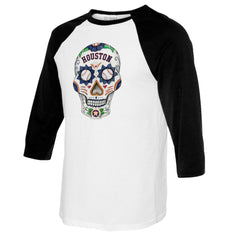 MLB Houston Astros Tiny Turnip Women's Sugar Skull 3/4-Sleeve Raglan T-Shirt