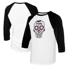 MLB Atlanta Braves Tiny Turnip Youth Sugar Skull Raglan 3/4 Sleeve T-Shirt