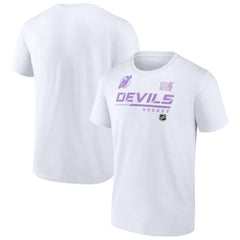 NHL White New Jersey Devils NHL Hockey Fights Cancer T-Shirt