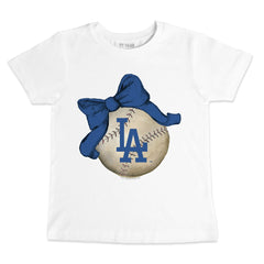 MLB Los Angeles Dodgers Tiny Turnip Youth Baseball Bow T-Shirt
