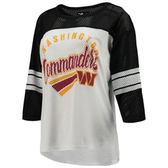 G-III 4Her by Carl Banks Women's First Team 3/4-Sleeve Mesh T-Shirt - Washington Commanders