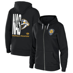 NHL Black Nashville Predators WEAR by Erin Andrews Women's Sponge Fleece Full-Zip Hoodie