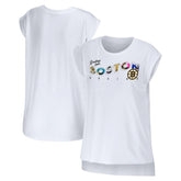 NHL White Boston Bruins WEAR by Erin Andrews Women's Greetings From Muscle T-Shirt