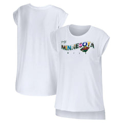 NHL White Minnesota Wild WEAR by Erin Andrews Women's Greetings From Muscle T-Shirt