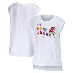 NHL White New Jersey Devils WEAR by Erin Andrews Women's Greetings From Muscle T-Shirt