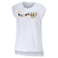 NHL White Nashville Predators WEAR by Erin Andrews Women's Greetings From Muscle T-Shirt