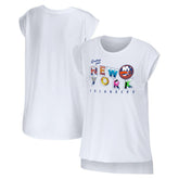 NHL White New York Islanders WEAR by Erin Andrews Women's Greetings From Muscle T-Shirt