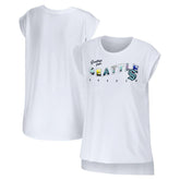 NHL White Seattle Kraken WEAR by Erin Andrews Women's Greetings From Muscle T-Shirt
