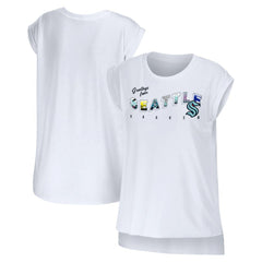 NHL White Seattle Kraken WEAR by Erin Andrews Women's Greetings From Muscle T-Shirt