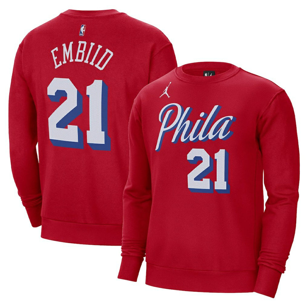 NBA Joel Embiid Philadelphia 76ers Jordan Brand Statement Name & Number Pullover Sweatshirt