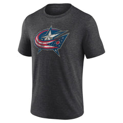 NHL Charcoal Columbus Blue Jackets Wraparound Tri-Blend T-Shirt