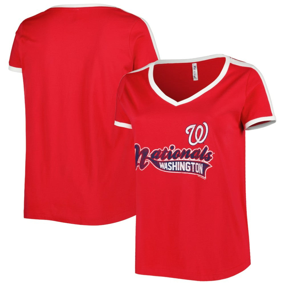 MLB Washington Nationals Soft as a Grape Women's Plus Size V-Neck T-Shirt
