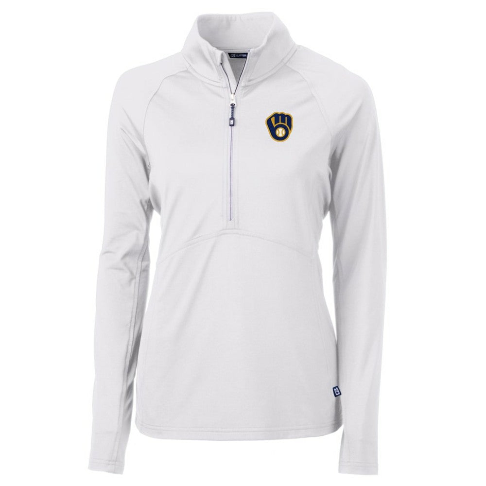 MLB Milwaukee Brewers Cutter & Buck Women's Adapt Eco Knit Stretch Half-Zip Pullover Top