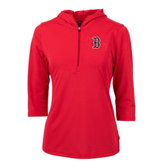 MLB Boston Red Sox Cutter & Buck Women's Virtue Eco Pique 3/4 Sleeve Half-Zip Pullover Hoodie