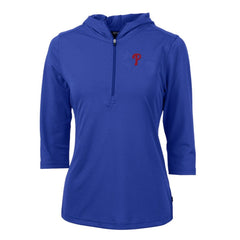 MLB Philadelphia Phillies Cutter & Buck Women's Virtue Eco Pique 3/4 Sleeve Half-Zip Pullover Hoodie