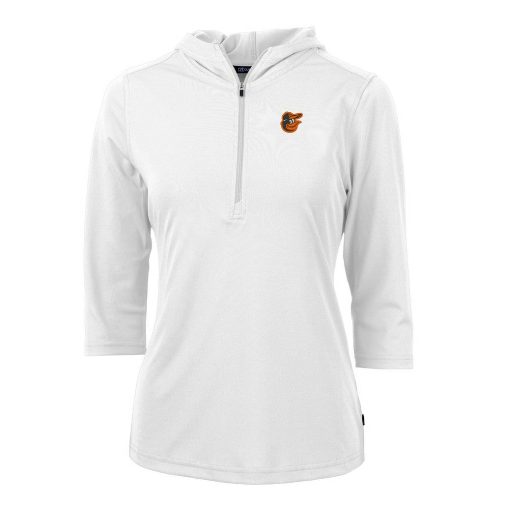MLB Baltimore Orioles Cutter & Buck Women's Virtue Eco Pique 3/4 Sleeve Half-Zip Pullover Hoodie