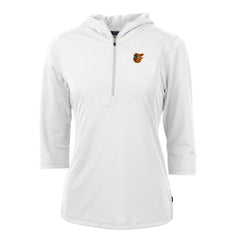 MLB Baltimore Orioles Cutter & Buck Women's Virtue Eco Pique 3/4 Sleeve Half-Zip Pullover Hoodie