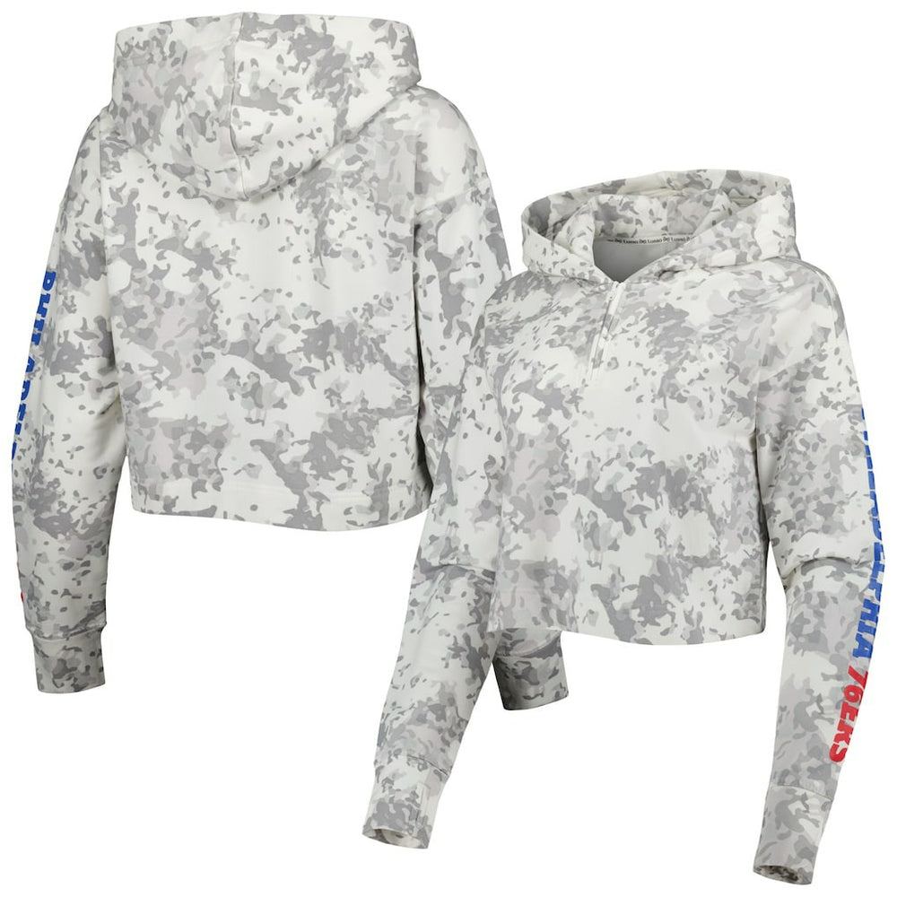 NBA Philadelphia 76ers Lusso Women's Maia Tri-Blend Cropped Quarter-Zip Top