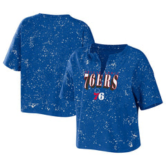 NBA Philadelphia 76ers WEAR by Erin Andrews Women's Bleach Splatter Notch Neck T-Shirt