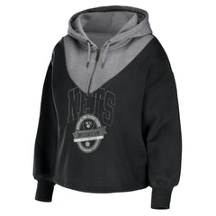 NBA Brooklyn Nets WEAR by Erin Andrews Women's Pieced Quarter-Zip Hoodie Jacket