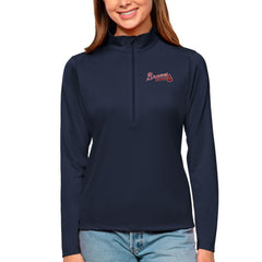 MLB Atlanta Braves Antigua Women's Tribute Quarter-Zip Pullover Top