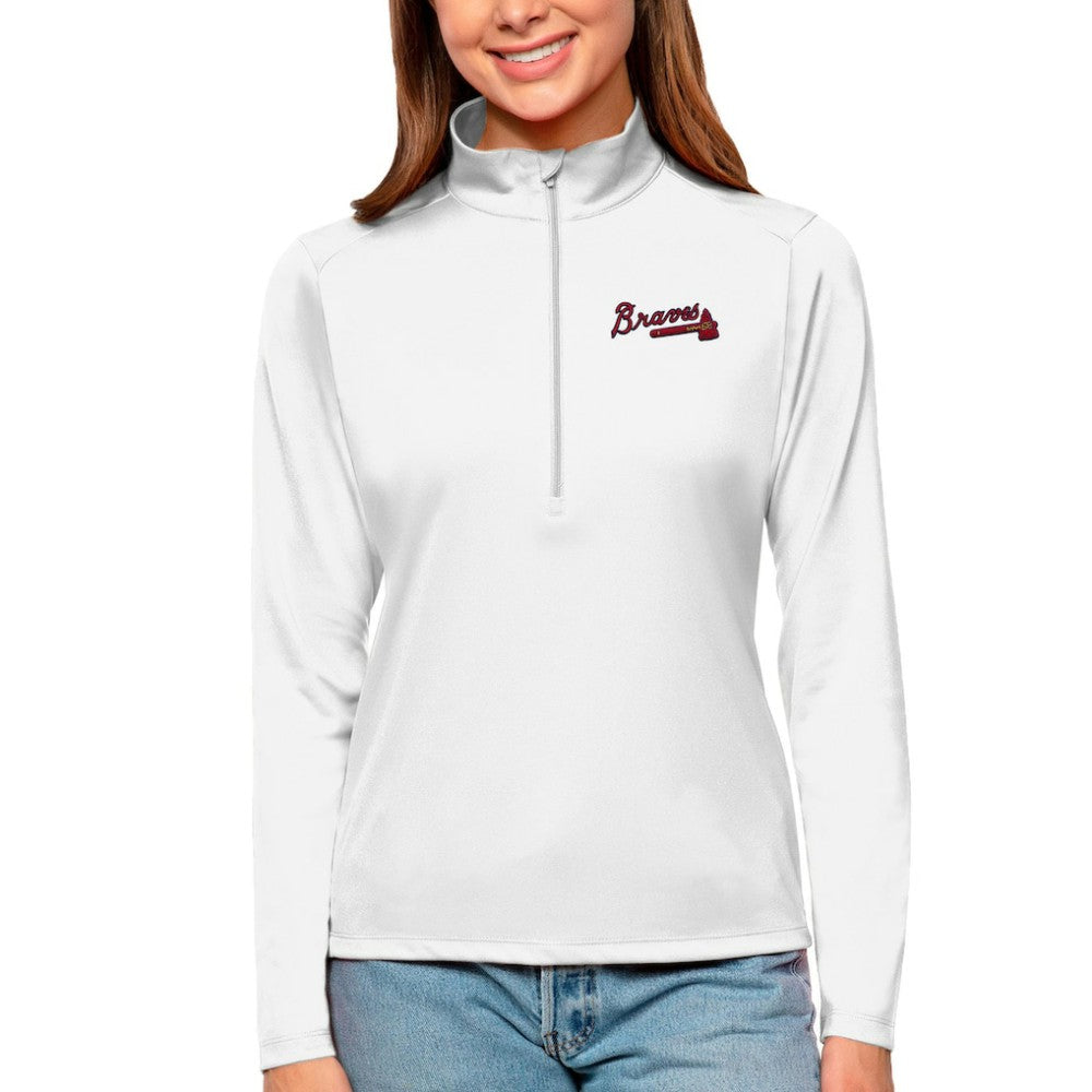 MLB Atlanta Braves Antigua Women's Tribute Quarter-Zip Pullover Top
