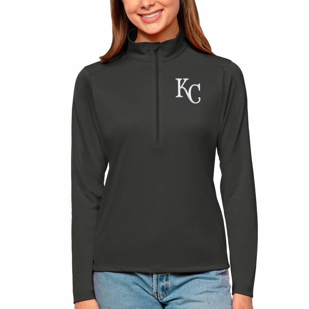 MLB Kansas City Royals Antigua Women's Tribute Quarter-Zip Pullover Top