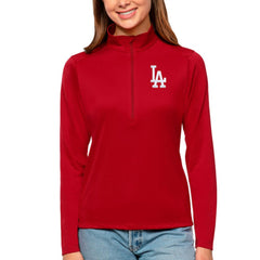 MLB Los Angeles Dodgers Antigua Women's Tribute Quarter-Zip Pullover Top