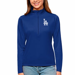 MLB Los Angeles Dodgers Antigua Women's Tribute Quarter-Zip Pullover Top