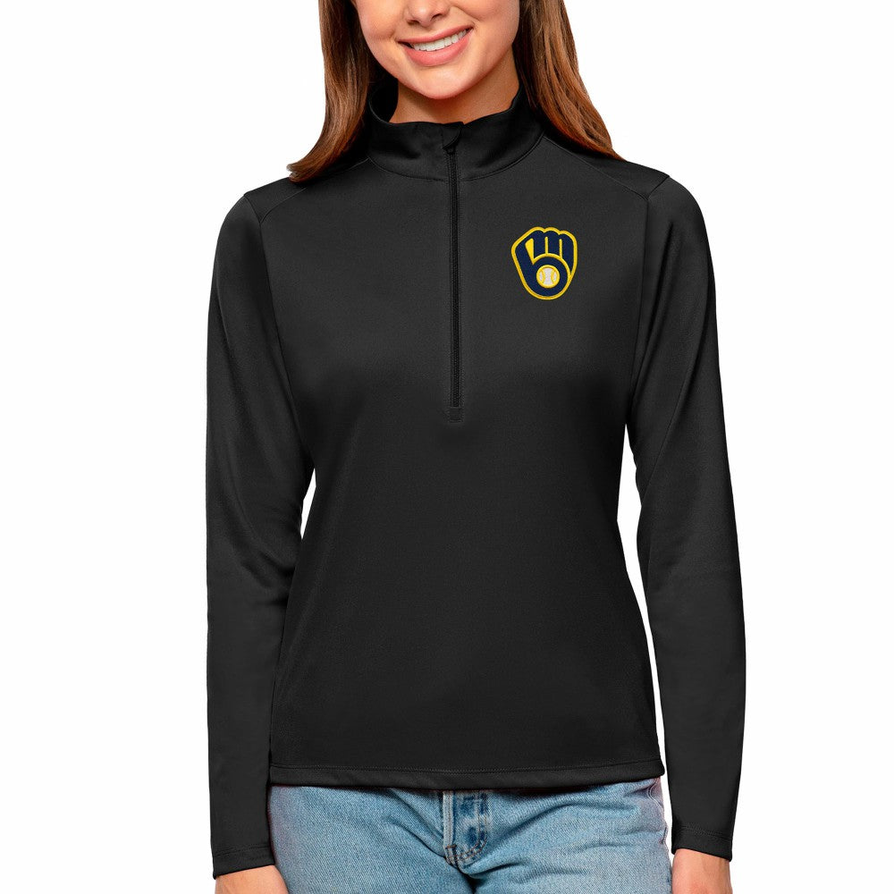 MLB Milwaukee Brewers Antigua Women's Tribute Quarter-Zip Pullover Top
