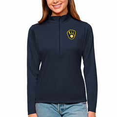 MLB Milwaukee Brewers Antigua Women's Tribute Quarter-Zip Pullover Top