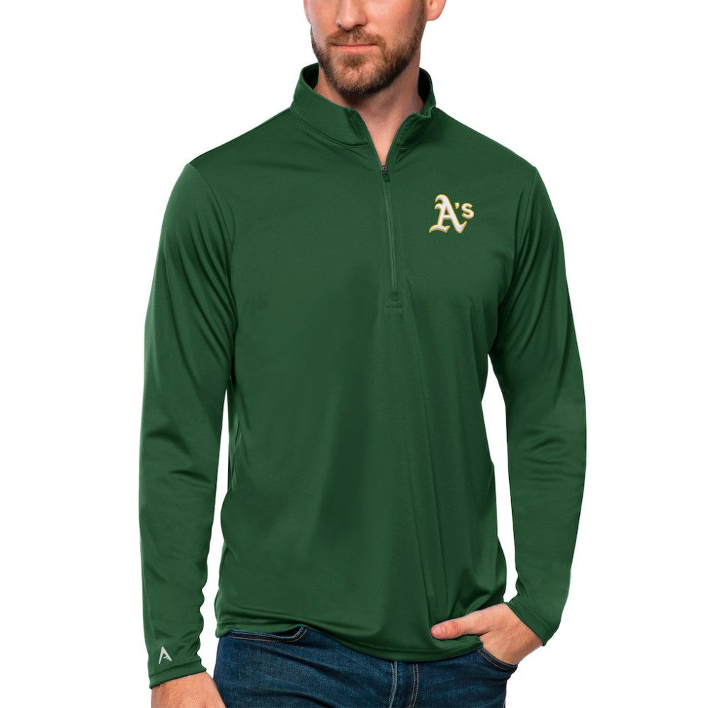 MLB Athletics Antigua Tribute Quarter-Zip Pullover Top