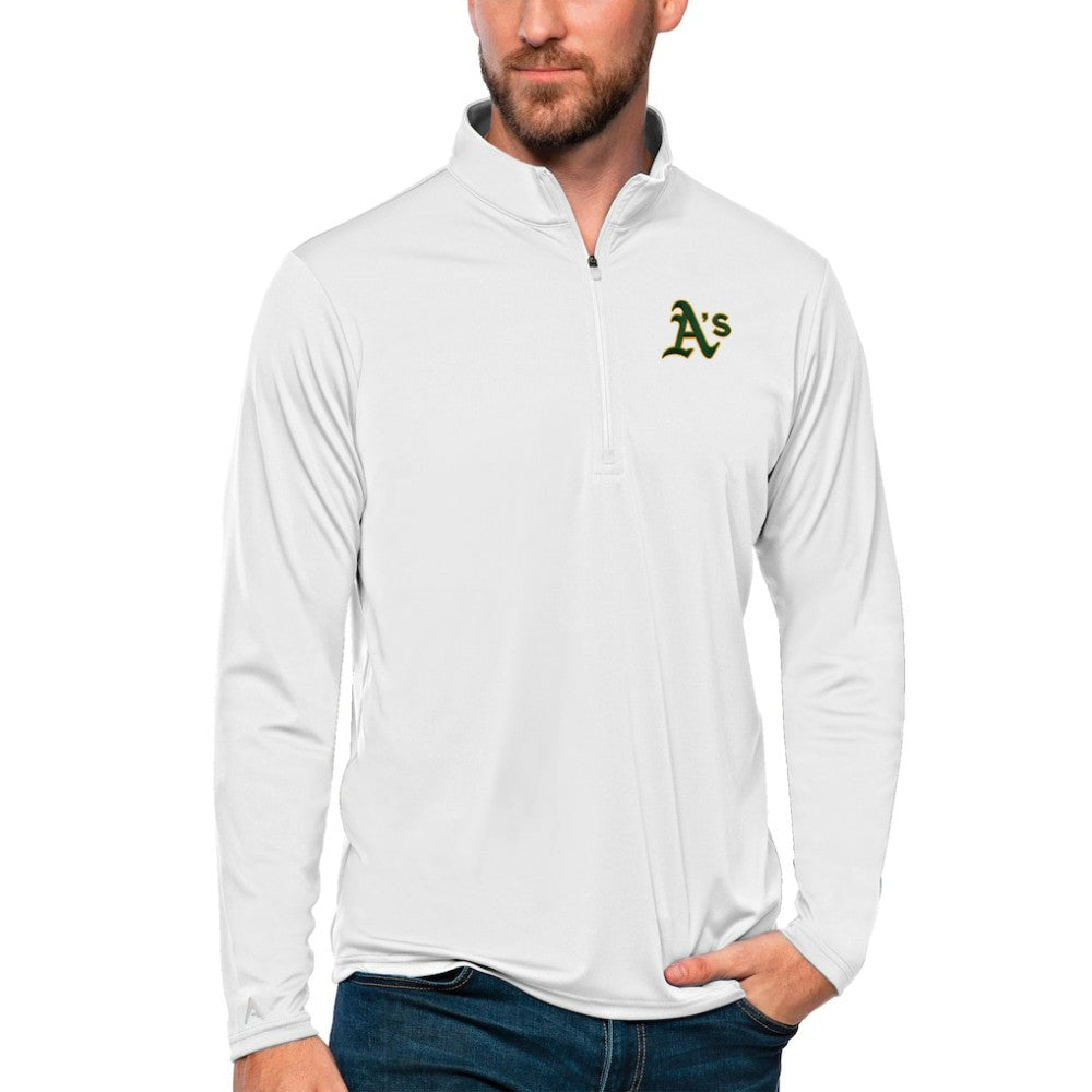MLB Athletics Antigua Tribute Quarter-Zip Pullover Top