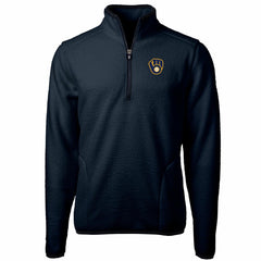MLB Milwaukee Brewers Cutter & Buck Big & Tall Cascade Eco Sherpa Fleece Quarter-Zip Pullover Jacket