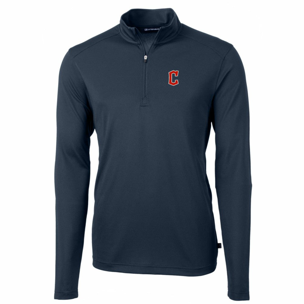 MLB Cleveland Guardians Cutter & Buck Big & Tall Virtue Eco Pique Quarter-Zip Pullover Jacket