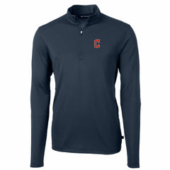 MLB Cleveland Guardians Cutter & Buck Big & Tall Virtue Eco Pique Quarter-Zip Pullover Jacket