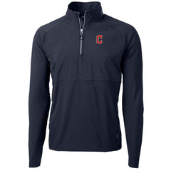 MLB Cleveland Guardians Cutter & Buck Adapt Eco Knit Hybrid Recycled Quarter-Zip Pullover Jacket