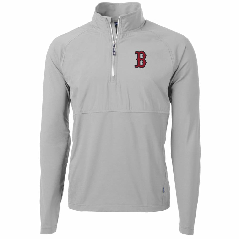 MLB Boston Red Sox Cutter & Buck Adapt Eco Knit Hybrid Recycled Quarter-Zip Pullover Jacket