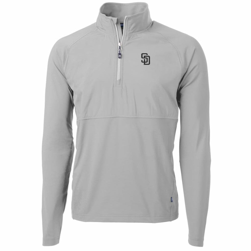 MLB San Diego Padres Cutter & Buck Adapt Eco Knit Hybrid Recycled Quarter-Zip Pullover Jacket
