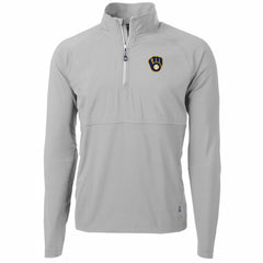 MLB Milwaukee Brewers Cutter & Buck Adapt Eco Knit Hybrid Recycled Quarter-Zip Pullover Jacket