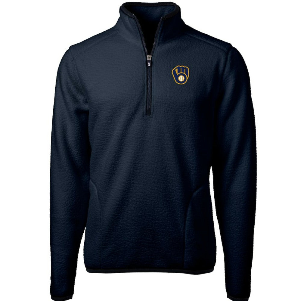 MLB Milwaukee Brewers Cutter & Buck Cascade Eco Sherpa Fleece Quarter-Zip Pullover Jacket