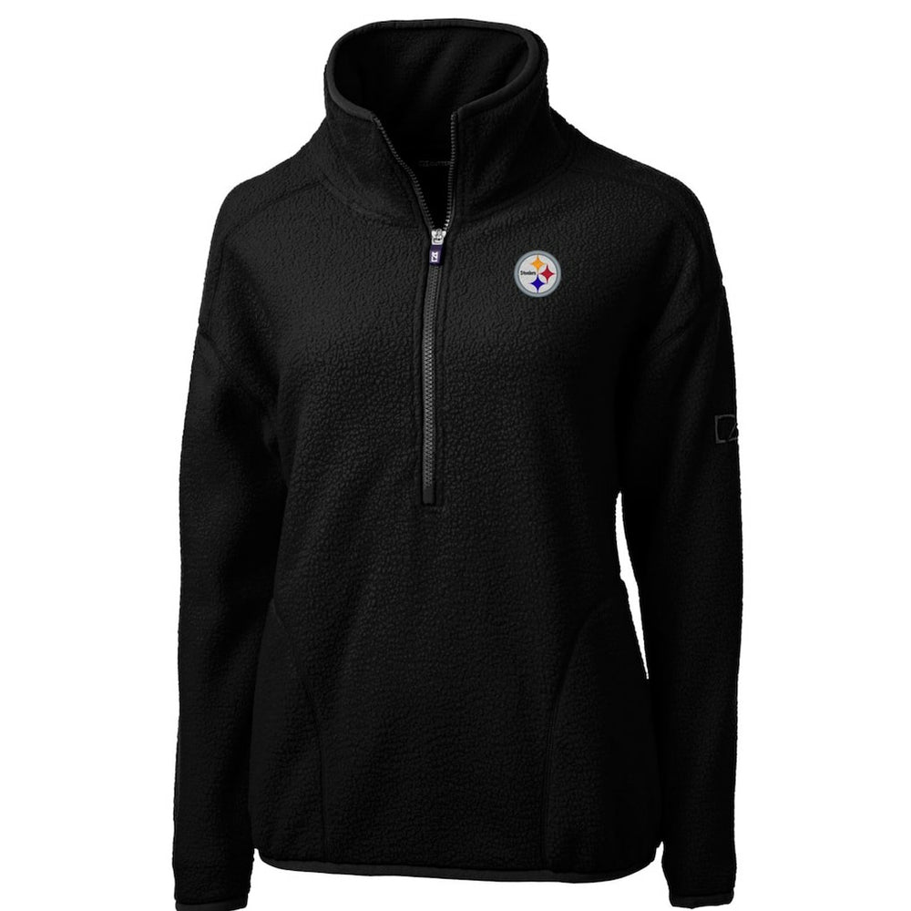 Cutter & Buck Women's Cascade Eco Sherpa Fleece Half-Zip Pullover Jacket - Pittsburgh Steelers