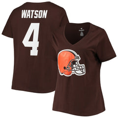 Deshaun Watson Women's Plus Size Player Name & Number V-Neck T-Shirt - Cleveland Browns