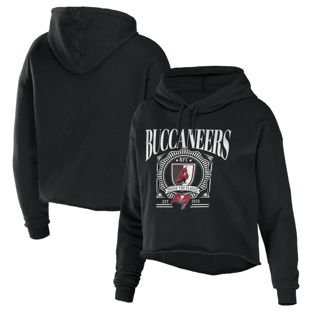 WEAR by Erin Andrews Women's Cropped Sponge Fleece Pullover Hoodie - Tampa Bay Buccaneers